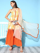 Women's Orange Printed Sharara Set With Dupatta-AHKUDUSH-COMBO-486-FF